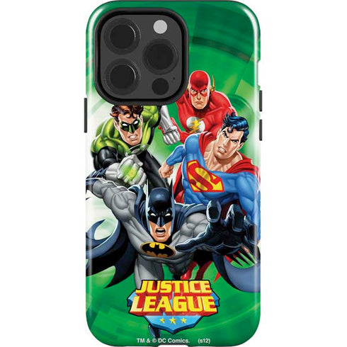 Justice League Team Power Up Green iPhone 15 Pro Impact Case